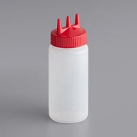 Vollrath 3316-1302 Traex® Color-Mate™ 16 oz. Clear Tri Tip™ Wide Mouth Squeeze Bottle with Red Cap