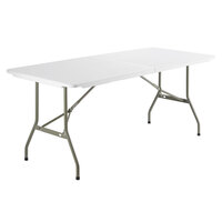 Lancaster Table & Seating 30 inch x 72 inch Heavy-Duty Granite White Plastic Bi-Folding Table