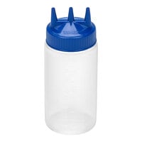 Vollrath Traex® Color-Mate™ 16 oz. Clear Tri Tip™ Wide Mouth Squeeze Bottle with Blue Cap