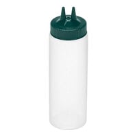 Vollrath Traex® Color-Mate™ 24 oz. Clear Twin Tip™ Wide Mouth Squeeze Bottle with Vista Green Cap