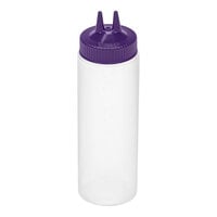 Vollrath Traex® Color-Mate™ 24 oz. Clear Twin Tip™ Wide Mouth Squeeze Bottle with Purple Cap