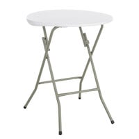 Lancaster Table & Seating 24 inch Round Granite White Heavy-Duty Blow Molded Standard Height Plastic Folding Table