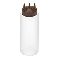 Vollrath Traex® Color-Mate™ 32 oz. Clear Tri Tip™ Wide Mouth Squeeze Bottle with Brown Cap