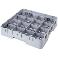 Cambro 16C414151 Camrack 4 1/4 inch Soft Gray 16 Compartment Full Size Cup Rack