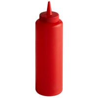 Vollrath 52064 Traex® 12 oz. Red Single Tip Slim Profile Squeeze Bottle