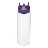 Vollrath Traex® Color-Mate™ 24 oz. Clear Tri Tip™ Wide Mouth Squeeze Bottle with Purple Cap