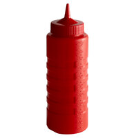 Vollrath 4932-02 Traex® 32 oz. Red Single Tip Ridged Wide Mouth Squeeze Bottle