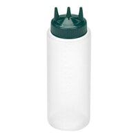 Vollrath Traex® Color-Mate™ 32 oz. Clear Tri Tip™ Wide Mouth Squeeze Bottle with Vista Green Cap
