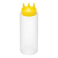 Vollrath Traex® Color-Mate™ 32 oz. Clear Tri Tip™ Wide Mouth Squeeze Bottle with Yellow Cap