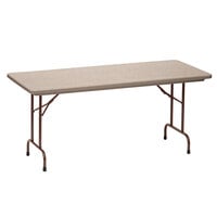 Correll Folding Table, 30" x 60" Tamper-Resistant Plastic, Mocha Granite