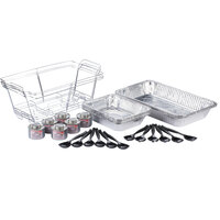 Choice 240 Piece Full Size Disposable Buffet Serving Set / Chafer Dish Kit with Serving Utensils and Wick Fuel