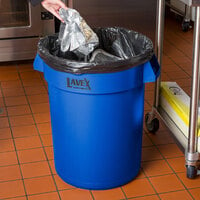 Lavex Janitorial 32 Gallon Blue Round Commercial Trash Can