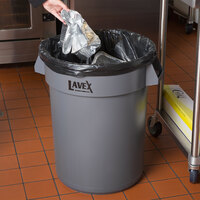 Lavex Janitorial 32 Gallon Gray Round Commercial Trash Can