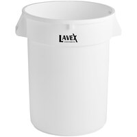 Lavex 32 Gallon White Round Commercial Trash Can