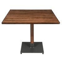 Lancaster Table & Seating 36 inch x 36 inch Solid Wood Live Edge Dining Height Table with Antique Walnut Finish