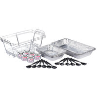 Choice 30 Piece Full Size Disposable Buffet Serving Set / Chafer Dish Kit with Serving Utensils and (6) 6 Hour Wick Fuel Cans