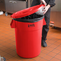 Lavex Janitorial 44 Gallon Red Round Commercial Trash Can Lid