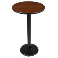 Lancaster Table & Seating Bar Height Table with 24" Round Reversible Walnut / Oak Table Top and Round Cast Iron Base Plate