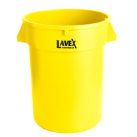 Lavex Janitorial 32 Gallon Yellow Round Commercial Trash Can