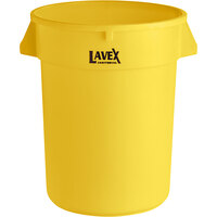 Lavex Janitorial 32 Gallon Yellow Round Commercial Trash Can