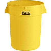 Lavex 32 Gallon Yellow Round Commercial Trash Can