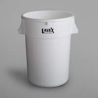 Lavex Janitorial 44 Gallon White Round Commercial Trash Can