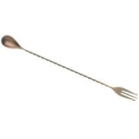 Barfly M37015ACP 12 3/8 inch Antique Copper-Plated Finish Stainless Steel Bar Spoon with Fork End