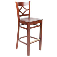 Lancaster Table & Seating Mahogany Finish Wooden Diamond Back Bar Height Chair - Detached Seat