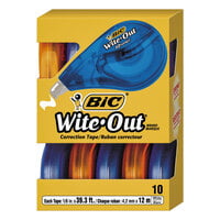 Bic WOTAP10 Wite-Out EZ Correct Blue / Orange 1/6 inch x 472 inch Correction Tape - 10/Box