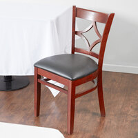 Lancaster Table & Seating Mahogany Diamond Back Chair with 2 1/2 inch Padded Seat - Detached Seat