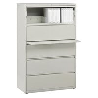 Hirsh Industries 17640 Gray Five-Drawer Lateral File Cabinet with Roll Out Binder Storage - 36" x 18 5/8" x 67 5/8"