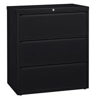 Hirsh Industries 17634 Black Three-Drawer Lateral File Cabinet - 36 inch x 18 5/8 inch x 40 1/4 inch
