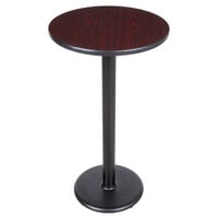 Lancaster Table & Seating Bar Height Table with 24 inch Round Reversible Cherry / Black Table Top and Round Cast Iron Base Plate