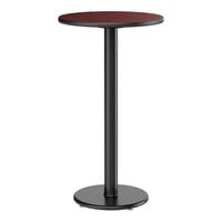 Lancaster Table & Seating 24" Round Reversible Cherry / Black Table Bar Height Table and Base Kit with 17" Cast Iron Base