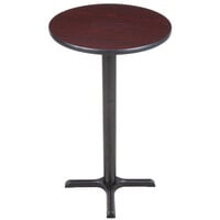 Lancaster Table & Seating Bar Height Table with 24 inch Round Reversible Cherry / Black Table Top and Cross Cast Iron Base Plate