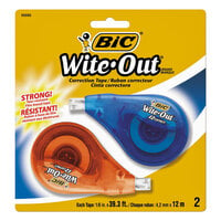 Bic WOTAPP21 Wite-Out EZ Correct Blue / Orange 1/6 inch x 472 inch Correction Tape - 2/Pack