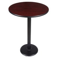 Lancaster Table & Seating Bar Height Table with 30 inch Round Reversible Cherry / Black Table Top and Round Cast Iron Base Plate