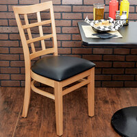 Lancaster Table & Seating Natural Wooden Window Back Chair with 2 1/2 inch Padded Seat - Detached Seat