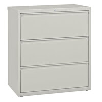 Hirsh Industries 17635 Gray Three-Drawer Lateral File Cabinet - 36 inch x 18 5/8 inch x 40 1/4 inch