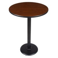 Lancaster Table & Seating Bar Height Table with 30 inch Round Reversible Walnut / Oak Table Top and Round Cast Iron Base Plate