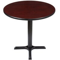 Lancaster Table & Seating Standard Height Table with 30" Round Reversible Cherry / Black Table Top and Cross Cast Iron Base Plate