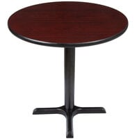 Lancaster Table & Seating Standard Height Table with 30 inch Round Reversible Cherry / Black Table Top and Cross Cast Iron Base Plate