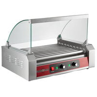 Grand Slam 24 Hot Dog Roller Grill with 9 Rollers and Sneeze Guard - 110V, 1350W