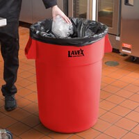 Lavex Janitorial 44 Gallon Red Round Commercial Trash Can