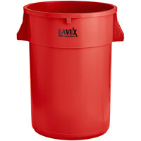 Lavex Janitorial 44 Gallon Red Round Commercial Trash Can