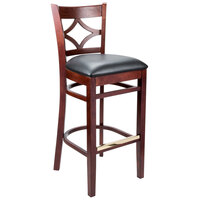 Lancaster Table & Seating Mahogany Diamond Back Bar Height Chair with 2 1/2 inch Padded Seat - Detached Seat