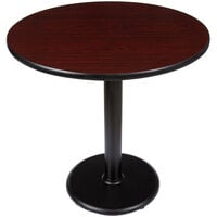 Lancaster Table & Seating Standard Height Table with 30" Round Reversible Cherry / Black Table Top and Round Cast Iron Base Plate