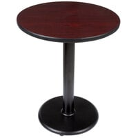 Lancaster Table & Seating Standard Height Table with 24" Round Reversible Cherry / Black Table Top and Round Cast Iron Base Plate