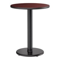 Lancaster Table & Seating 24" Round Reversible Cherry / Black Table Standard Height Table and Base Kit with 17" Cast Iron Base