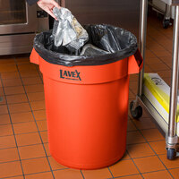 Lavex Janitorial 32 Gallon Orange Round High Visibility Commercial Trash Can